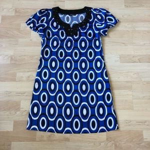 Kaelyn Max Blue Oval Print Dress